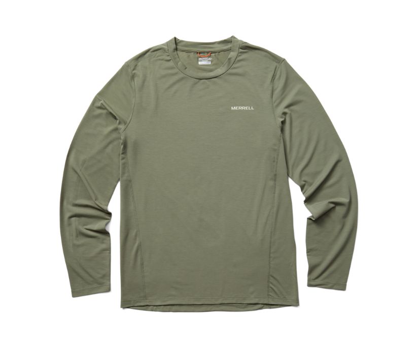 Camiseta Merrell Tencel™ Long Sleeve Masculino Verde Oliva | 27458-FXNV