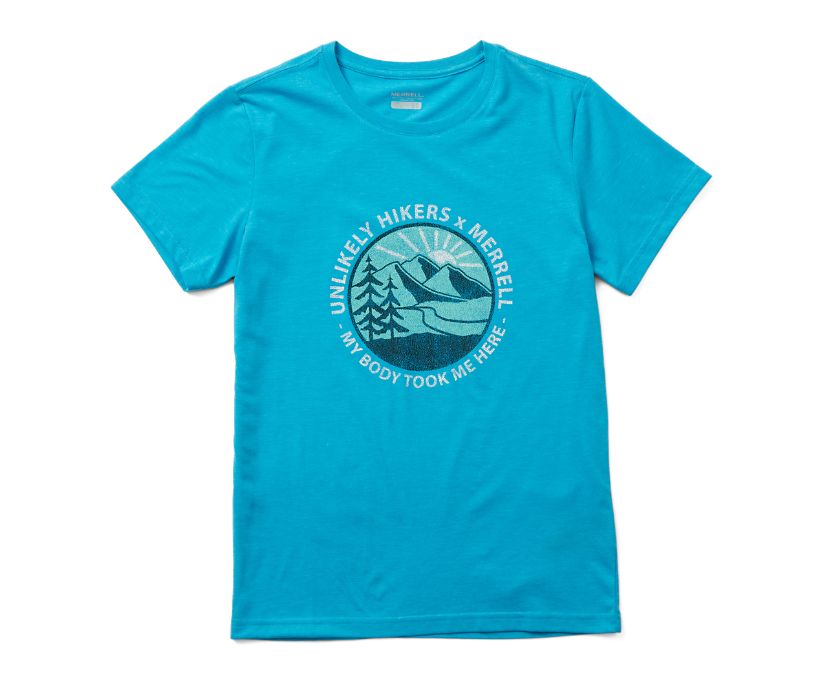 Camiseta Merrell Unlikely Hikers X Curta Sleeve Feminino Azuis | 01974-EJYM