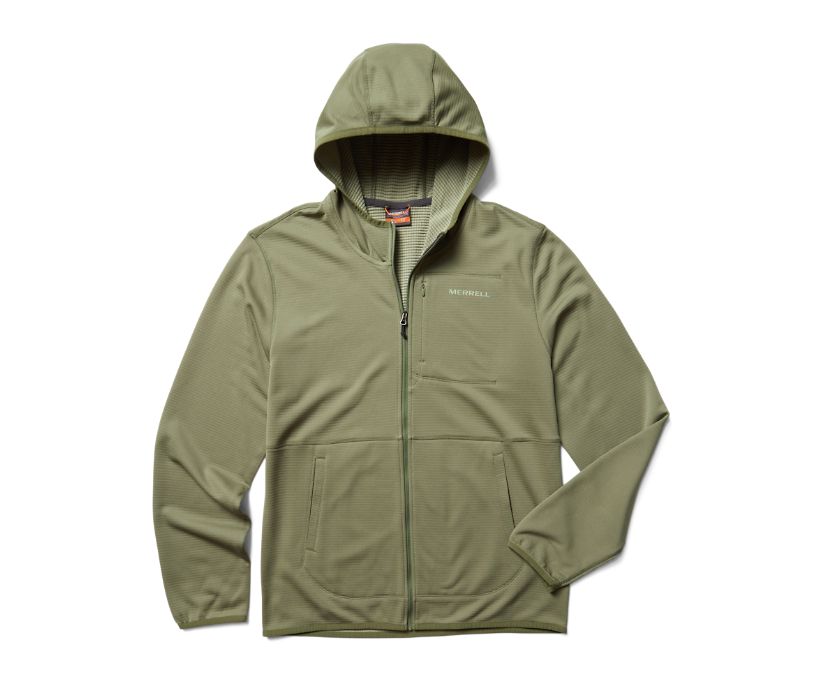 Moletom Com Capuz Merrell Terrain Geotex Full Zip Masculino Verde Oliva | 84156-QRCO