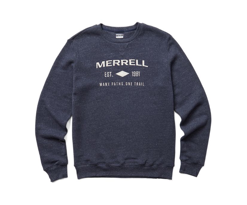 Moletom Merrell Est 1981 Wordmark Crewneck Masculino Azul Marinho | 36729-MBCD