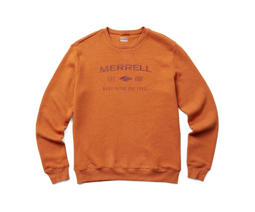 Moletom Merrell Est 1981 Wordmark Crewneck Masculino Laranja | 46759-FNCV