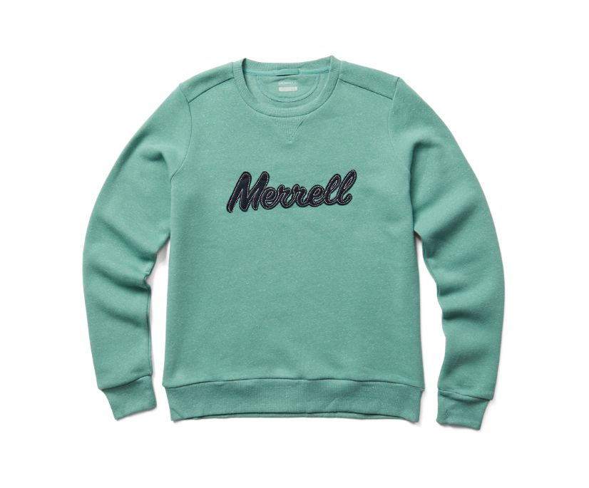 Moletom Merrell Script Crewneck Fleece Feminino Cyan | 96702-MFTU